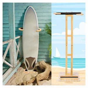 Estante vertical de madera para almacenamiento de tablas de surf, soporte de exhibición para tablas de surf, skate y esquí. - Product Image 2