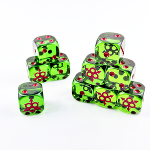 Ensemble de dés personnalisés en résine verte transparente avec symboles de Chaos, 16 mm, 6 faces, pour <span class=keywords><strong>Warhammer</strong></span> 40k, <span class=keywords><strong>jeux</strong></span> de rôle de table - Product Image 5