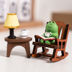Top Rhyme Frog Figurine Resin Handmade Cartoon Reading Coffee Desk Ornament Living Room Decor Gift - Product Image 2