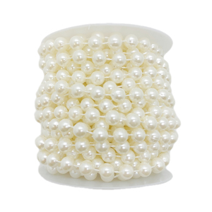 Chaîne de perles d'imitation 8 mm, guirlande blanche ABS haute brillance pour décoration de <span class=keywords><strong>mariage</strong></span> romantique, bouquet floral, emballage cadeau, 15 m - Product Image 2