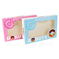 Boîte d'emballage personnalisée pour donuts, desserts, gâteaux, sushis, mochis, produits en papier, avec fenêtre et design gaufré, pour chewing-gum