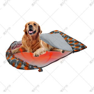 Sac de couchage pour chien ovale à pois, chauffé par USB, pour le camping, lit chaud pour animaux de compagnie - Product Image 1