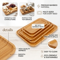 Set Nampan Sajian Ramah Lingkungan Kelas Komersial dari Bambu OEM Logo Kustom Serbaguna untuk Makanan Cepat Saji Hotel