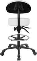 Tabouret de bar roulant réglable avec dossier, pivotant à 360°, hauteur réglable, avec repose-pieds