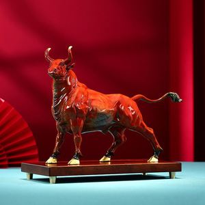 Figurine de bœuf en bronze Copper World, sculpture décorative faite à la main pour le bureau, cadeau du nouvel an chinois - Product Image 2