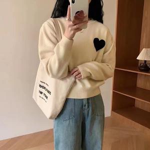 Soiling Wholesale Winter Autumn <strong>Valentine</strong> Lovely Pullover Cute Oversize <strong>Jumper</strong> Knitted Multi Hearts Jacquard Women Thick Sweater - Product Image 3