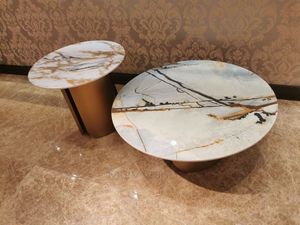 Ánh Sáng Sang Trọng Hiện Đại Tùy Chỉnh Thép Không Gỉ Bronzed Vòng Bằng Đá Cẩm Thạch Bàn Cà Phê Hàng Đầu Cho Phòng Khách - Product Image 6