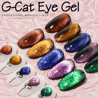 ICE NOVA 6 colores Unique 10d Cat Eye Gel Sparkle Efecto de fuegos artificiales Imán Diamantes Cat Eye Gel Set Incluye capa base y capa superior