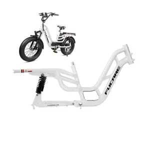 Fucare Gray Yellow White Full Suspension 400 Lbs Load Capacity Aluminous Alloy Electric Bike Frame with Dual Rear Shock Absorber