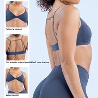 Soutien-gorge de sport DFYN sans coutures, design push-up à nouer devant, bretelles élégantes, dos flatteur, maintien moyen, en Spandex/Nylon
