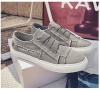 Chaussures décontractées d'été pour hommes en toile, à enfiler, avec sangle élastique, semelle plate en caoutchouc vulcanisé, pour la marche – En stock