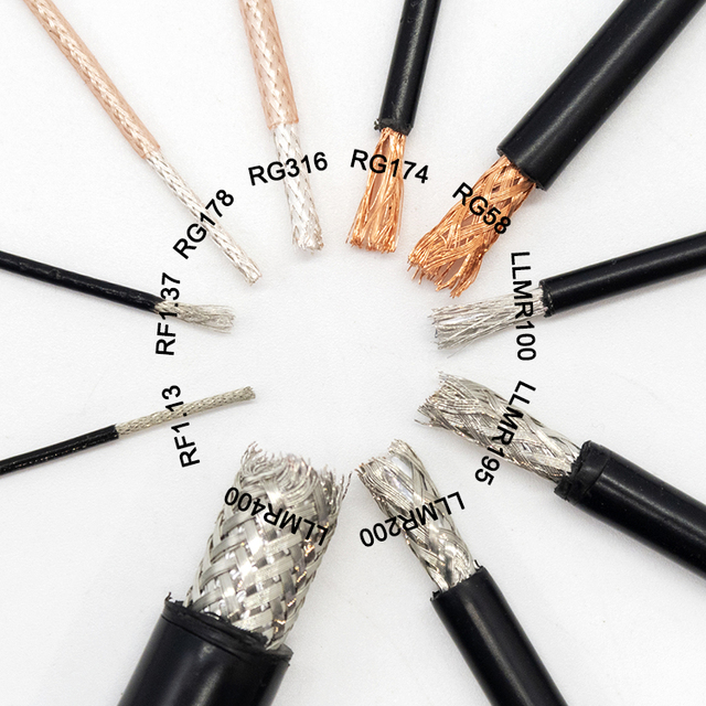 RG58 RG174 RG178 RG316 LMR100 LMR195 LMR200 LMR400 RF1.13 RF1.37 Black Coaxial Communication Cable For Antenna