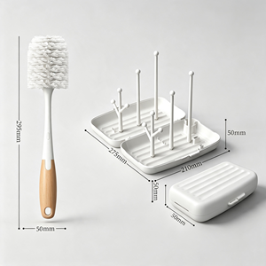 Ensemble de nettoyage de biberons de voyage en promotion avec support de séchage pliable, brosse à <span class=keywords><strong>biberon</strong></span> et brosse à paille - Product Image 2
