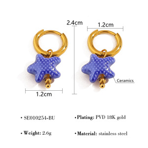 Pendientes de la serie Ocean, joyería, pendientes de acero inoxidable chapados en oro de 18 quilates, pendientes de gota de estrella de mar a la moda para mujer - Product Image 6