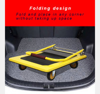Capacité 660LB maximum de chariot plat se pliante de chariot de plate-forme de chariot mobile de plaque d'acier jaune