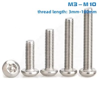 Vis Torx de sécurité à tête cylindrique évasée en acier inoxydable 304, tailles M2, M2.5, M3, M4, M5, M6, M8, M10, M12, pour bois