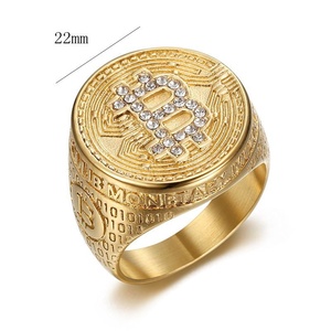 Anillo de Acero Inoxidable con Símbolo Monetario Chapado en Oro de 18K, Resistente al Agua y al Deslustre, para Hombre, Venta al Por Mayor - Product Image 5