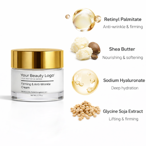 Set Completo Anti-Età per la Cura della Pelle con Crema Rassodante ed Emulsione Riparatrice per Rughe e Idratazione, Etichetta Privata Personalizzabile - Product Image 2