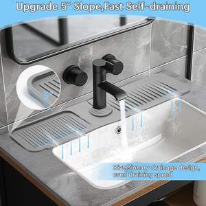 Protecteur anti-goutte pour cuisine et salle de bain, garde-éclaboussures, attrape-goutte, tapis absorbant en silicone réutilisable pour robinet d'évier - Product Image 2