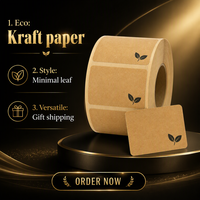 Étiquettes adhésives personnalisées en papier kraft, impression laser, autocollants écologiques pour emballages cadeaux et expéditions