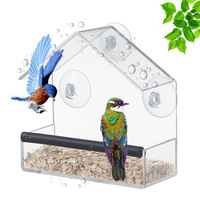 Comedero para Pájaros de Plástico con Forma de Casa Redonda, Montado en la Pared con Ventosa, Sin Perforaciones, para Jardín Exterior, para Pájaros Pequeños