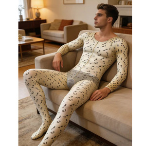 Body Sexy para Hombre con Abertura en la Entrepierna, Estampado de Leopardo, Nylon y Spandex, Ropa Interior, Primavera 2025 - Product Image 3