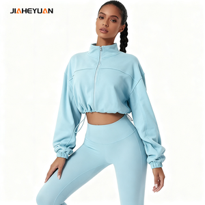 Felpa con cappuccio personalizzata per il Fitness <span class=keywords><strong>Oversize</strong></span> con cerniera con cappuccio da <span class=keywords><strong>donna</strong></span> sportiva in pile per allenamento sportivo giacca da <span class=keywords><strong>donna</strong></span> - Product Image 3