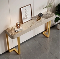 Table console italienne moderne minimaliste en acier inoxydable avec tiroir pour chambre à coucher appartement salon entrée mur allée couloir