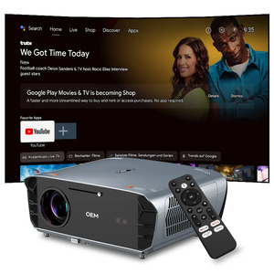 โปรเจคเตอร์ภาพยนตร์พกพาสำหรับใช้งานกลางแจ้ง ระบบแอนดรอยด์ รองรับ Google TV 4K 3D เสียงอัตโนมัติ พร้อมจอยเกมไร้สาย - Product Image 1