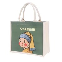 Bolso Tote de yute ecológico de tamaño personalizado, arpillera lisa con estampado de logotipo para viajes y regalos, patrón de letras de compras