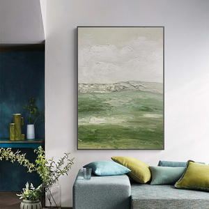 Mintura Wabi-Sabi pintura al óleo verde abstracta lienzo pintado a mano para decoración de boda sala de estar comedor hogar Art <span class=keywords><strong>Deco</strong></span> colgante - Product Image 4