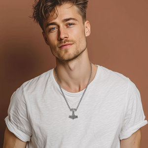 Bijoux religieux Merryshine, pendentif en cuivre marteau de <span class=keywords><strong>Thor</strong></span> viking, amulette nordique, collier celtique nordique Mjolnir pour hommes - Product Image 3