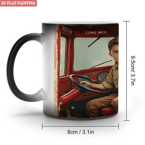 Mug magique en céramique noir givré de 11 oz, changeant de couleur, avec un design de peinture plate 2D - Product Image 1