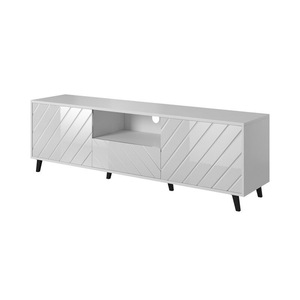 Meuble <span class=keywords><strong>TV</strong></span> LED noir et blanc pour e-commerce transfrontalier, design simple, finition brillante, luxe discret, minimaliste, multifonction USB pour salon - Product Image 3