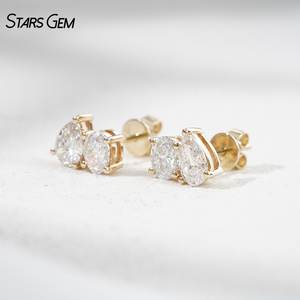Boucles d'oreilles en diamant de laboratoire, or 10K, taille poire, 1,42 carats au total, couleur DEF, clarté VS, diamants cultivés en laboratoire - Product Image 6
