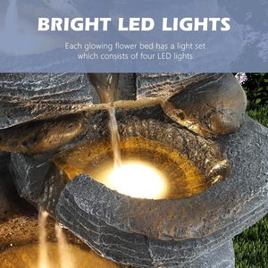 <span class=keywords><strong>Fontaine</strong></span> d'eau en cascade à 5 niveaux en résine de roche <span class=keywords><strong>solaire</strong></span> d'extérieur Grepatio avec 4 lumières LED résistantes aux intempéries pour jardin, patio, cour, terrasse - Product Image 2