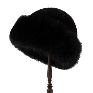 NEW 2023 Wholesale Warm Furry Manmade Mink Fur Hat Custom Winter Hats For Lady