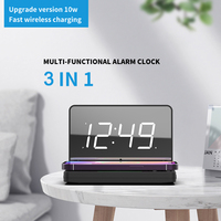 Neues Design Elektrischer Multifunktionaler 2-in-1 LED Digitaler Wecker Kabelloses Ladegerät mit 10W 5V/2A PD Typ-C für Telefon Spiegel