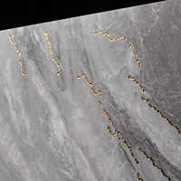 Carreaux de porcelaine haut de gamme en céramique effet marbre gris brillant pour escaliers et sols