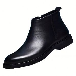 Men's PU Chelsea <b>Boots</b> with Solid Color Design Retro European Style Winter Slip-On <b>Boots</b> for Ins Social Platform - Product Image 5