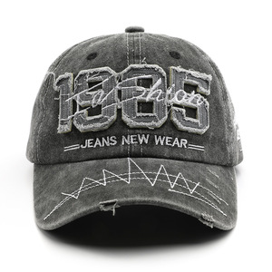 Moda Hip Hop eğilim beyzbol şapkası s özel nakış logosu yıkanmış <span class=keywords><strong>Vintage</strong></span> sıkıntılı kap 6 Panel beyzbol şapkası - Product Image 2