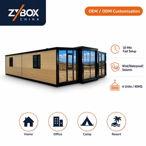 ZYBOX Casa Container Espandibile 30ft OEM ODM, Colore Beige Sabbia Effetto Legno, Montaggio in 10 Minuti, Prefabbricata per Casa, Ufficio, Campeggio, Resort - Product Image 1