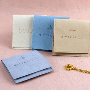 Pochette de luxe 2024 en microfibre suédée avec rabat, sur mesure, en velours, pour emballage de bijoux, avec logo, pour colliers et bagues - Product Image 2