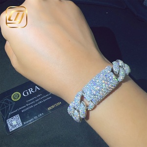 Moissanite 15mm 925 Sterling Silver VVS Moissanite Diamond <b>Iced</b> <b>Out</b> Cuban Link <b>Chain</b> Hip Hop Jewelry Bracelet Cuban Link - Product Image 5