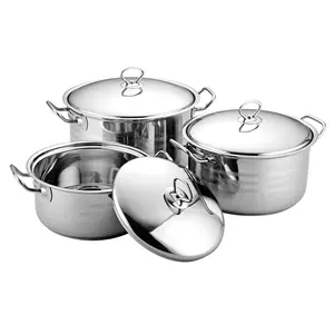 गर्म बिक्री उच्च ग्रेड 3 PCS 410 स्टेनलेस स्टील Cookware सेट सूप बर्तन खाना पकाने के उपकरण सेट