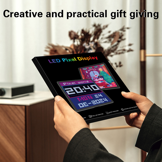 Gift IDot Matrix for APP-Controlled RGB DIY Text/Picture Animation Pixel Screen for Indoor Display in Office Home Store