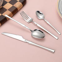 Ensemble de couverts en acier inoxydable 304 Slim Waist, couteau, fourchette, cuillère à soupe, cuillères à dessert et à café pour usage domestique, design minimaliste