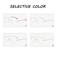 Cadre optique en titane sans monture en forme d'oeil de chat haut de gamme Design de temple de mode Lunettes en titane pour femmes