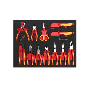 12PCS Bandeja de espuma EVA G2020003 VDE Juego de herramientas de electricista aislado Juego de alicates de aislamiento