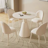 Table à Manger en Ardoise Style Crème Moderne en Bois Massif, Table Basse de Loisirs pour Petit Appartement de Luxe Léger, Meuble de Réception de Bar pour la Maison